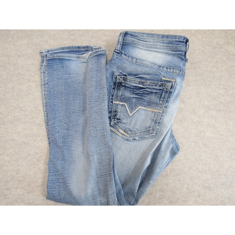 Salvage Mayhem Straight Regular Fit Distressed Jeans Light Wash Mens 34 x 29